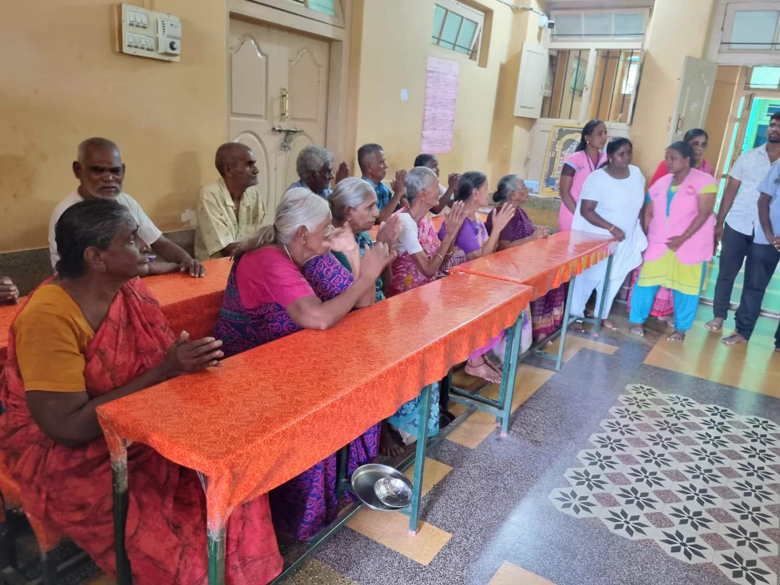 Residents eating together at the home